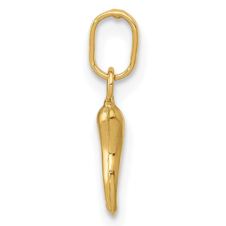 Lovely Rita's Pendants & Charms 14k Yellow Gold Polished Finish Hollow 3 Dimensional Italian Horn Charm Pendant