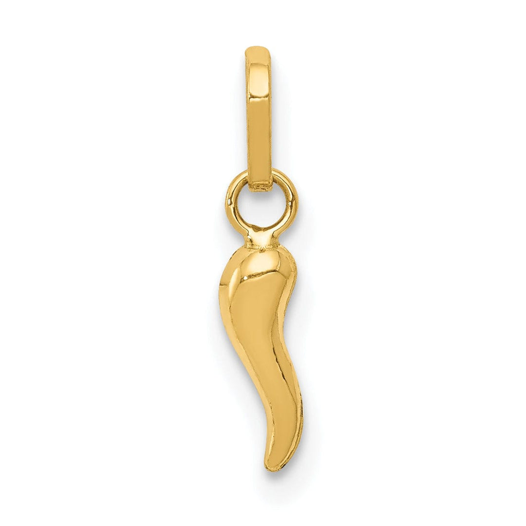 Lovely Rita's Pendants & Charms 14k Yellow Gold Polished Finish Hollow 3 Dimensional Italian Horn Charm Pendant