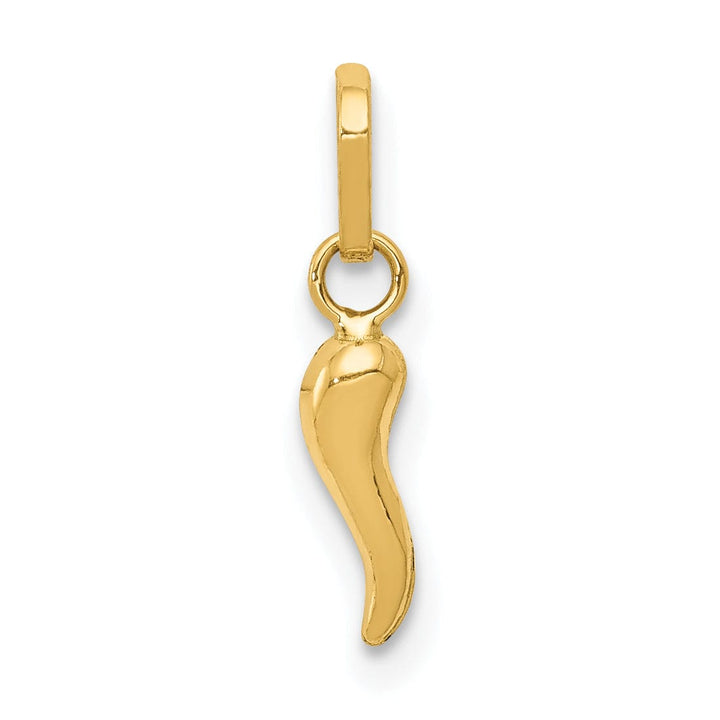 Lovely Rita's Pendants & Charms 14k Yellow Gold Polished Finish Hollow 3 Dimensional Italian Horn Charm Pendant