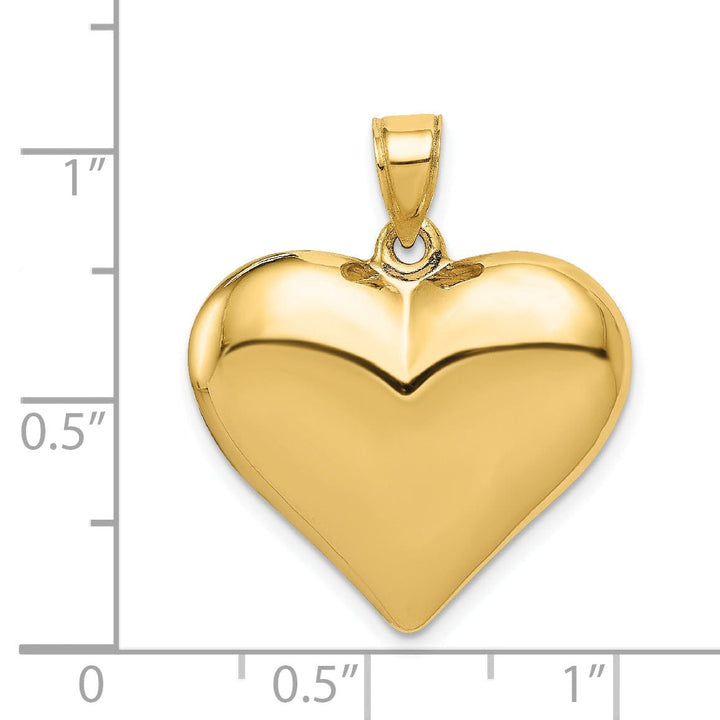 Lovely Rita's Pendants & Charms 14K Yellow Gold Polished Finish Hollow 3-Dimensional Medium Size Puffed Heart Charm Pendant