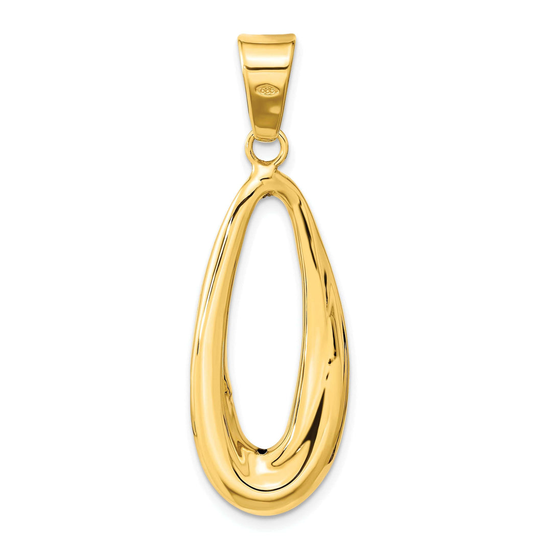 Lovely Rita's Pendants & Charms 14k Yellow Gold Polished Finish Hollow Italy Oval Shape Design Pendant