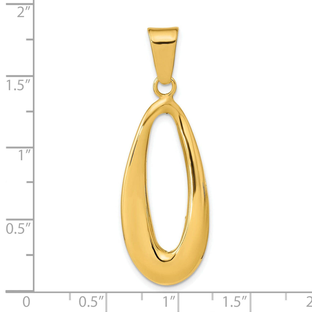 Lovely Rita's Pendants & Charms 14k Yellow Gold Polished Finish Hollow Italy Oval Shape Design Pendant