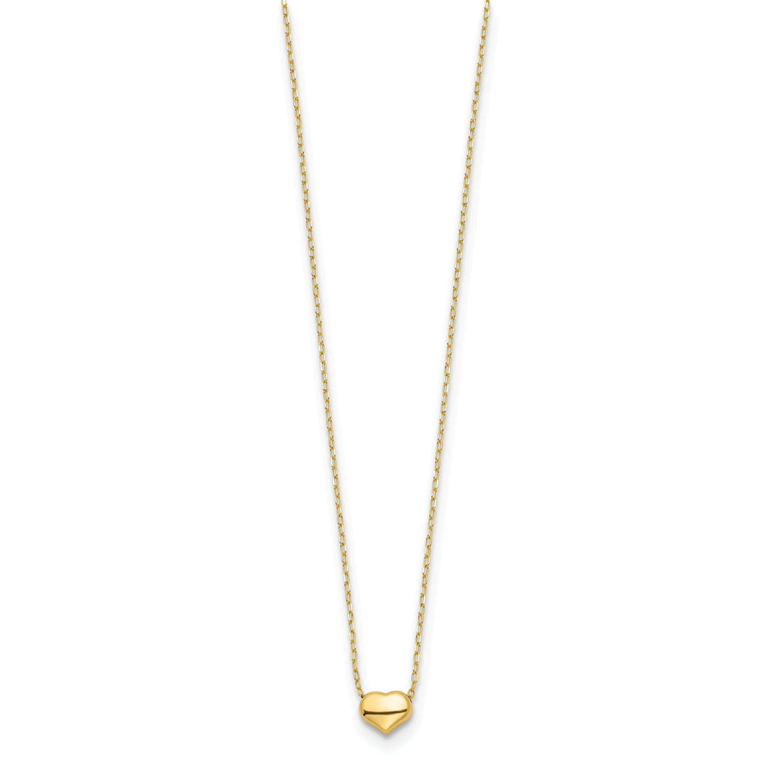 Lovely Rita's Pendants & Charms 14k Yellow Gold Polished Finish Hollow Puff Heart with 16.5-inch Cable Chain Necklace