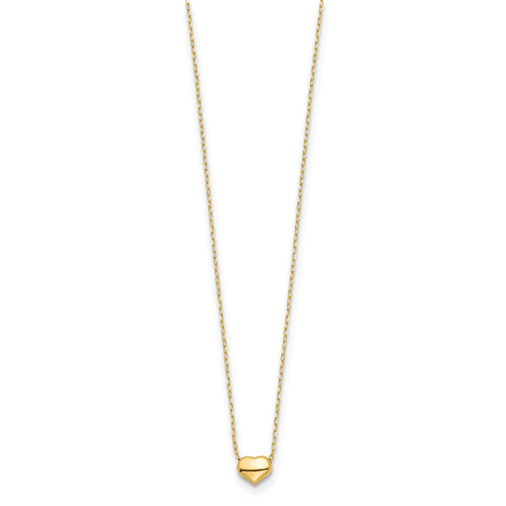 Lovely Rita's Pendants & Charms 14k Yellow Gold Polished Finish Hollow Puff Heart with 16.5-inch Cable Chain Necklace