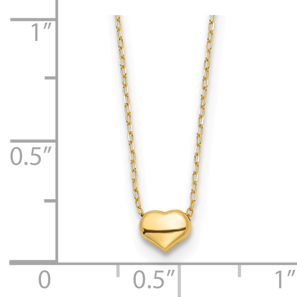Lovely Rita's Pendants & Charms 14k Yellow Gold Polished Finish Hollow Puff Heart with 16.5-inch Cable Chain Necklace