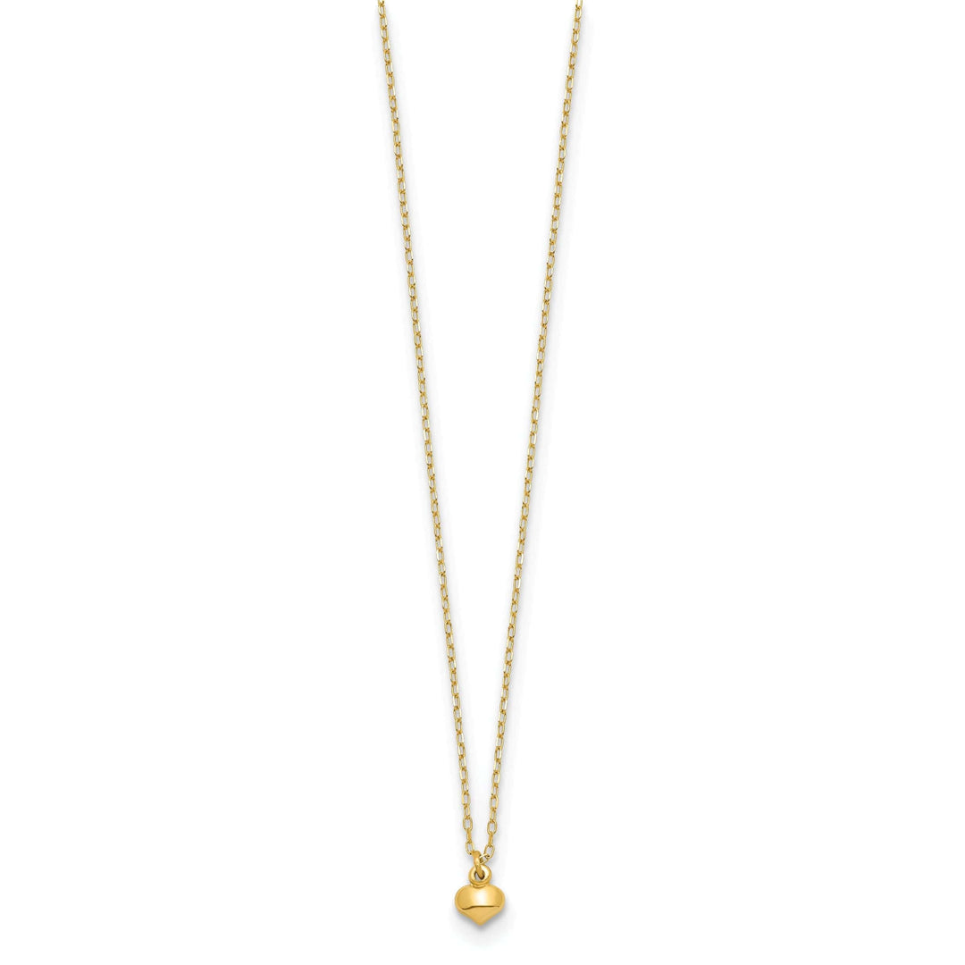Lovely Rita's Pendants & Charms 14k Yellow Gold Polished Finish Hollow Puffed Heart 16.5 inch Cable Chain Necklace