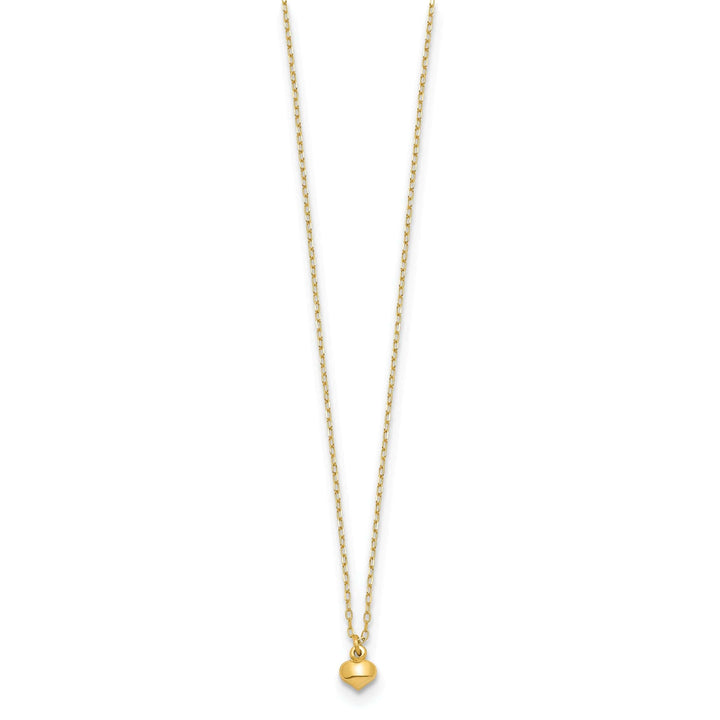 Lovely Rita's Pendants & Charms 14k Yellow Gold Polished Finish Hollow Puffed Heart 16.5 inch Cable Chain Necklace