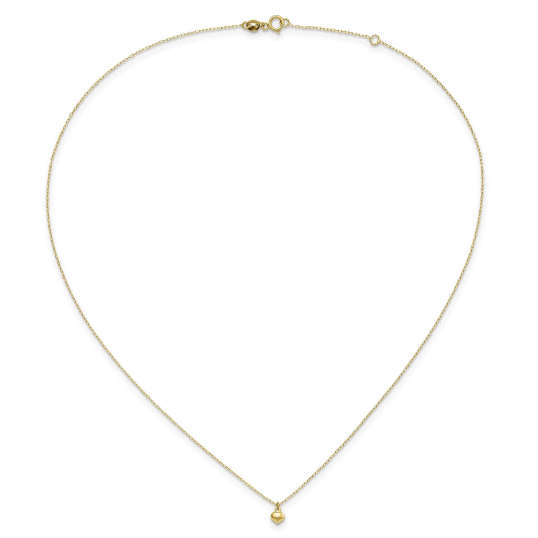 Lovely Rita's Pendants & Charms 14k Yellow Gold Polished Finish Hollow Puffed Heart 16.5 inch Cable Chain Necklace