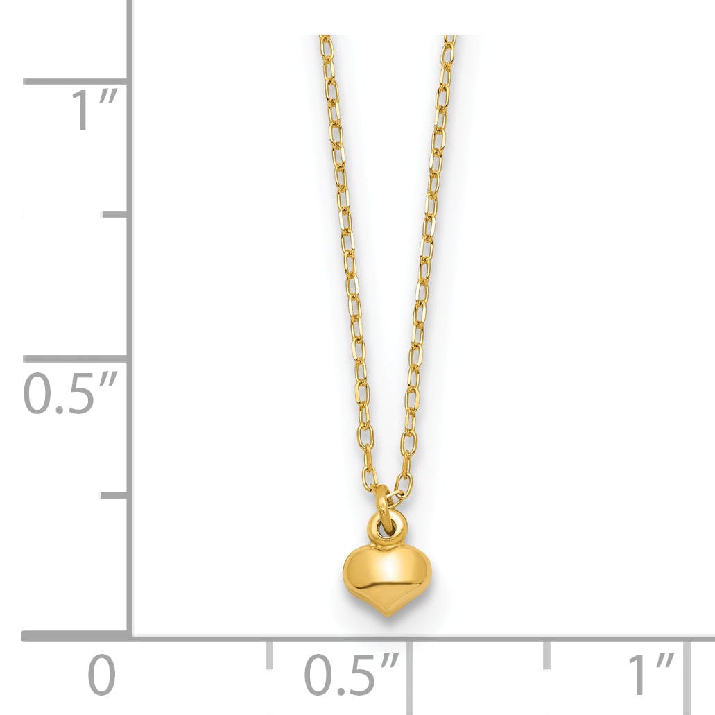 Lovely Rita's Pendants & Charms 14k Yellow Gold Polished Finish Hollow Puffed Heart 16.5 inch Cable Chain Necklace