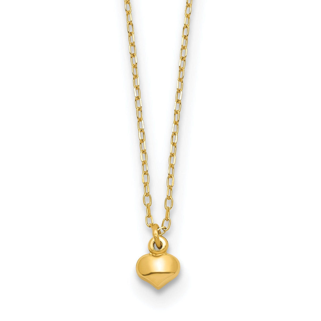 Lovely Rita's Pendants & Charms 14k Yellow Gold Polished Finish Hollow Puffed Heart 16.5 inch Cable Chain Necklace