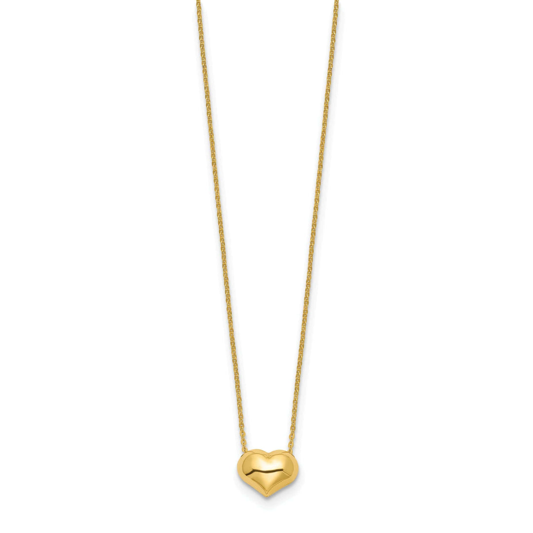 Lovely Rita's Pendants & Charms 14k Yellow Gold Polished Finish Hollow Puffed Heart 16.5 inch Cable Chain Necklace Design
