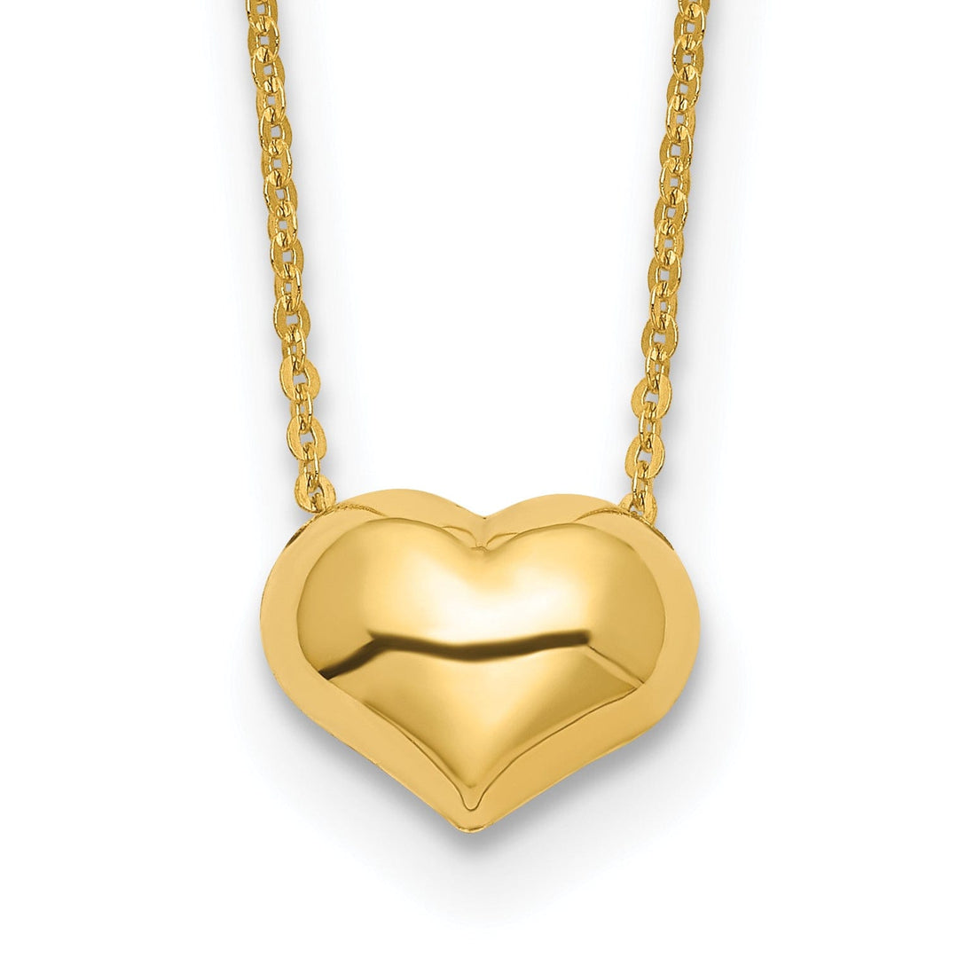 Lovely Rita's Pendants & Charms 14k Yellow Gold Polished Finish Hollow Puffed Heart 16.5 inch Cable Chain Necklace Design