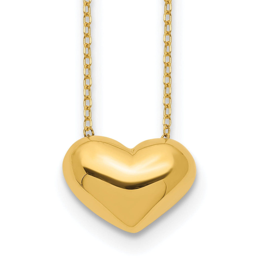 Lovely Rita's Pendants & Charms 14k Yellow Gold Polished Finish Hollow Puffed Heart Pendant Design in a 18 inch Cable Chain Necklace Set