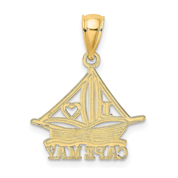 Lovely Rita's Pendants & Charms 14K Yellow Gold Polished Finish I HEART CAPE MAY with Cut-Out Boat Design Charm Pendant