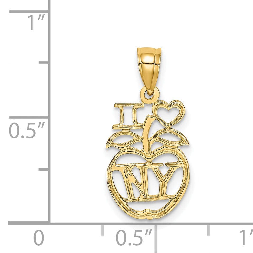 Lovely Rita's Pendants & Charms 14K Yellow Gold Polished Finish I HEART NY Apple Design Pendant