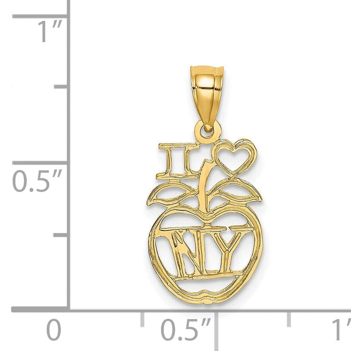 Lovely Rita's Pendants & Charms 14K Yellow Gold Polished Finish I HEART NY Apple Design Pendant