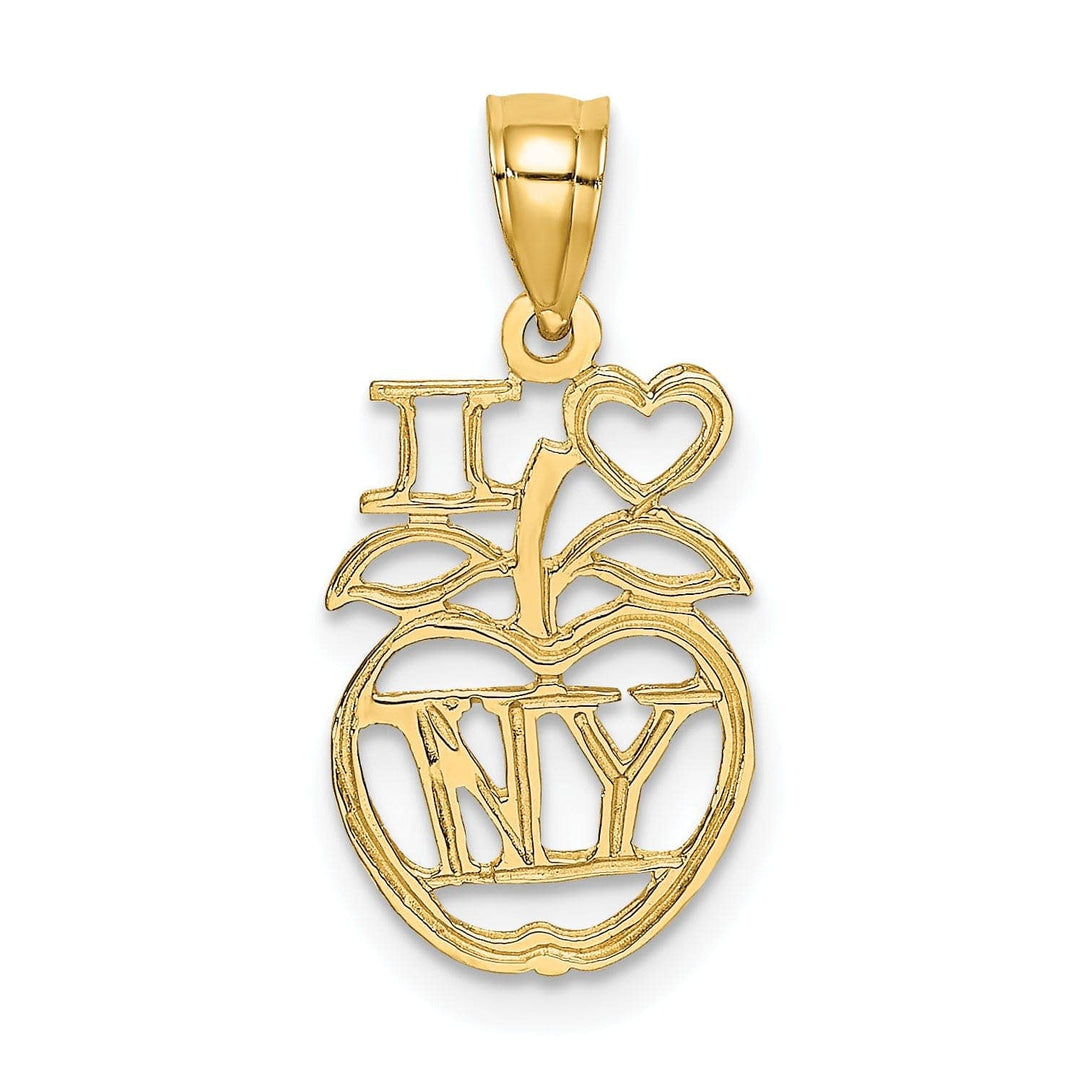 Lovely Rita's Pendants & Charms 14K Yellow Gold Polished Finish I HEART NY Apple Design Pendant