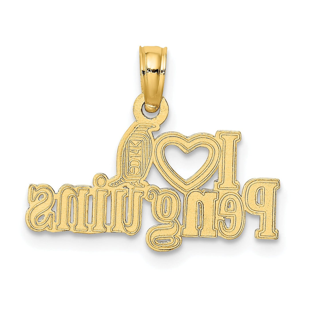 Lovely Rita's Pendants & Charms 14K Yellow Gold Polished Finish I HEART PENGUINS Talking Penguin Charm Pendant