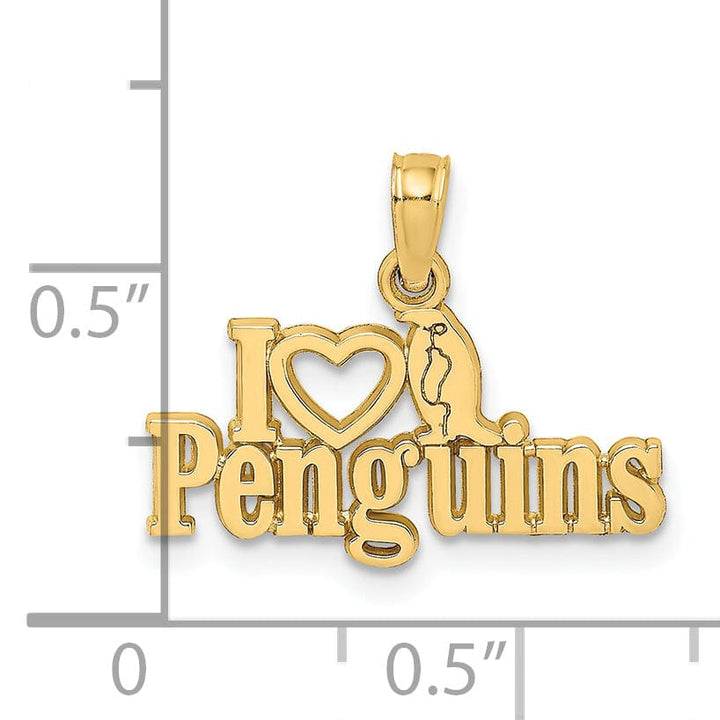 Lovely Rita's Pendants & Charms 14K Yellow Gold Polished Finish I HEART PENGUINS Talking Penguin Charm Pendant