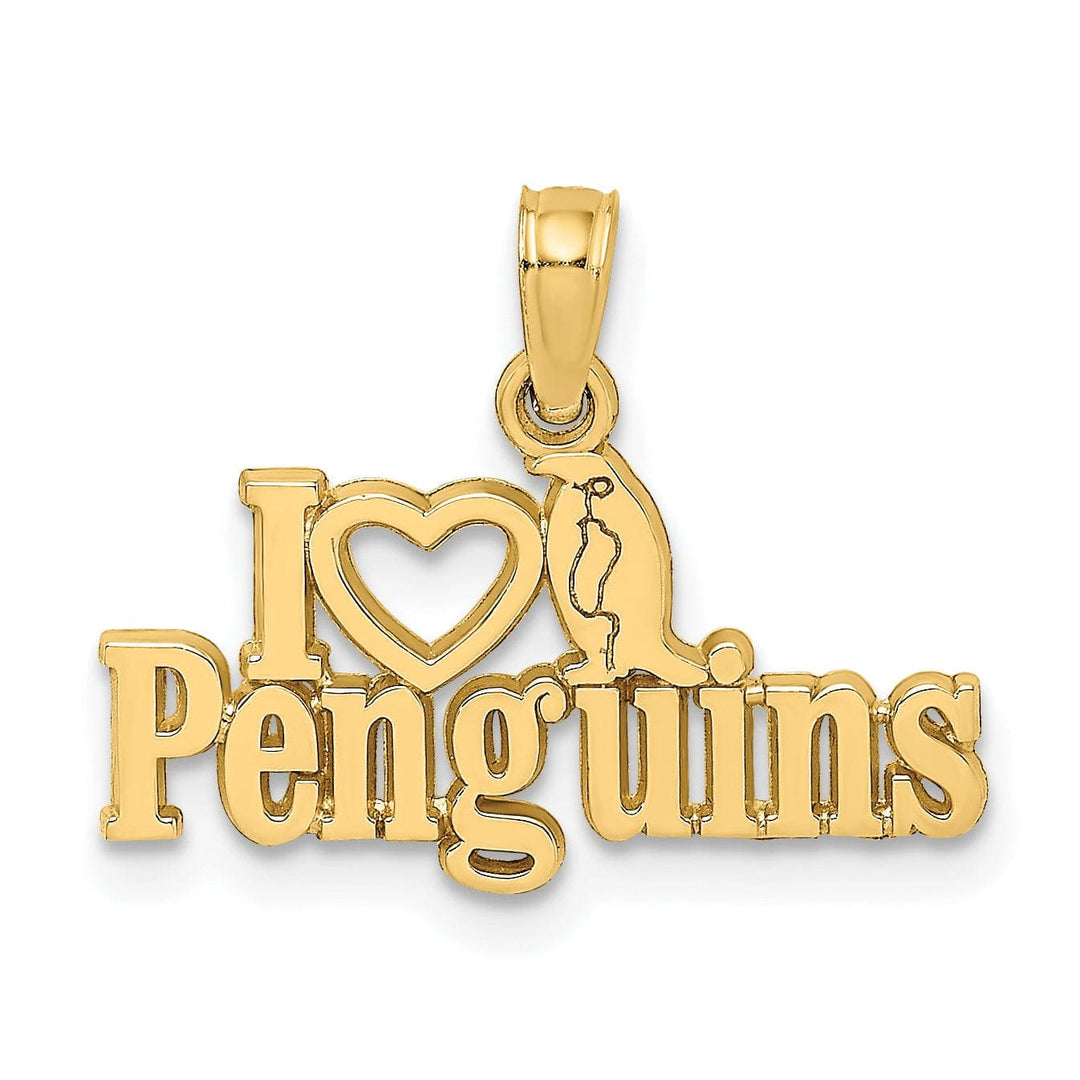 Lovely Rita's Pendants & Charms 14K Yellow Gold Polished Finish I HEART PENGUINS Talking Penguin Charm Pendant