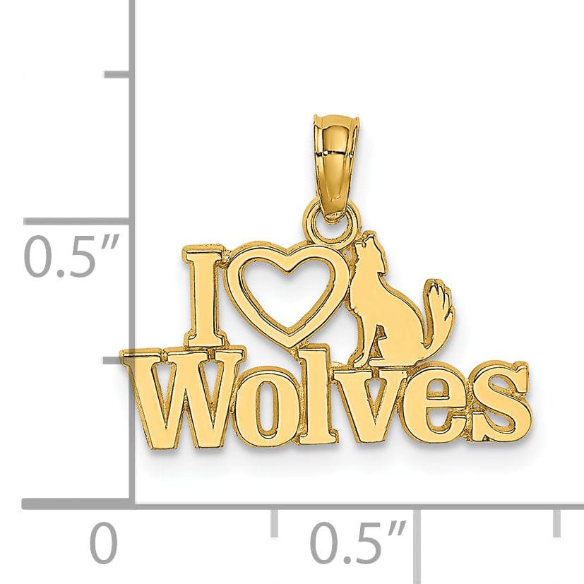 Lovely Rita's Pendants & Charms 14K Yellow Gold Polished Finish I HEART WOLVES Talking Charm Pendant