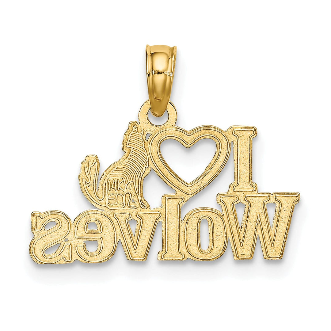 Lovely Rita's Pendants & Charms 14K Yellow Gold Polished Finish I HEART WOLVES Talking Charm Pendant