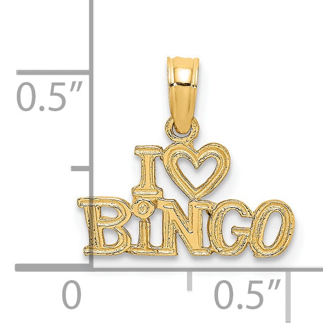 Lovely Rita's Pendants & Charms 14K Yellow Gold Polished Finish I LOVE BINGO Pendant