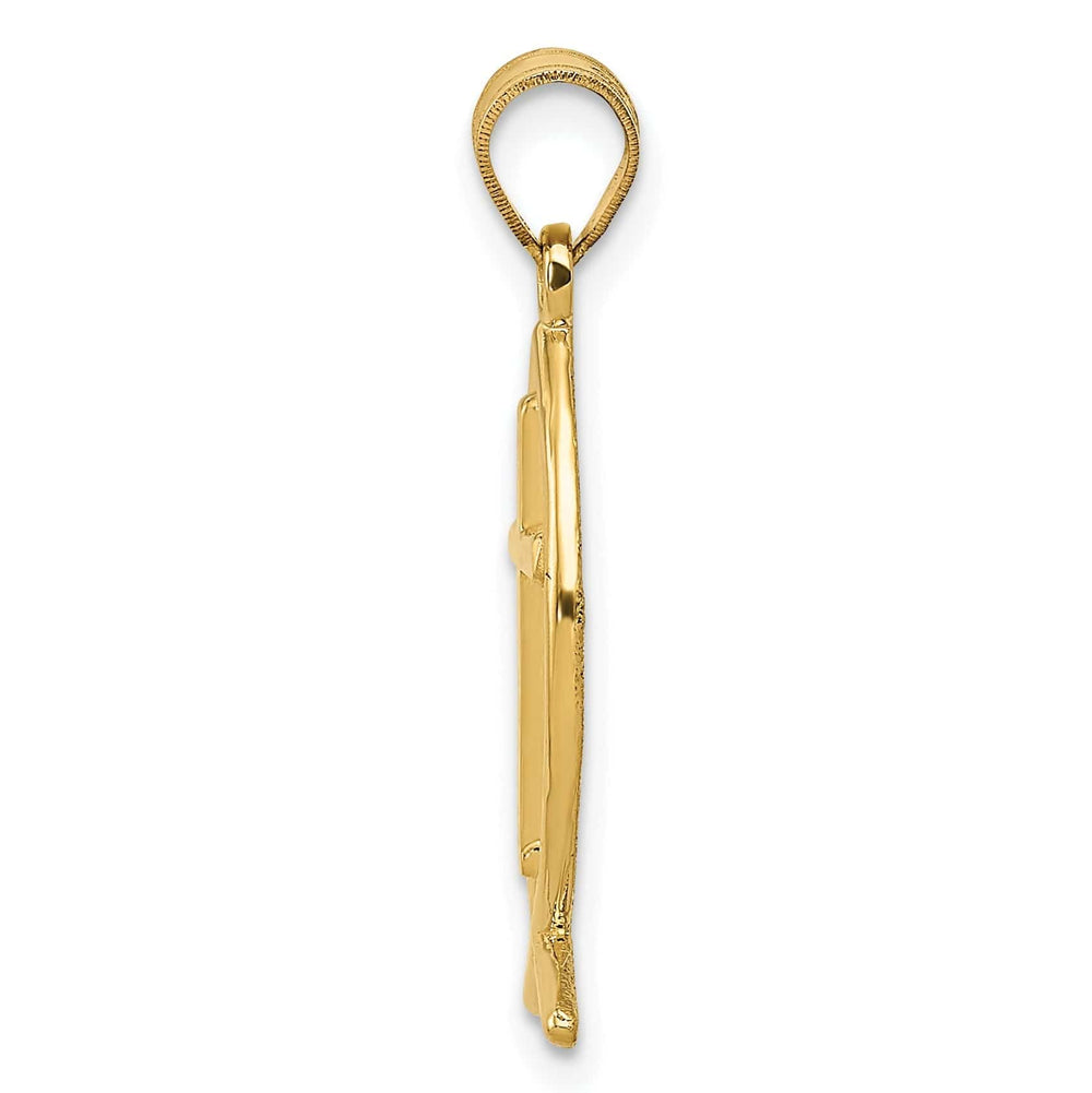 Lovely Rita's Pendants & Charms 14k Yellow Gold Polished Finish Ichthus Fish with Cross Design Pendant