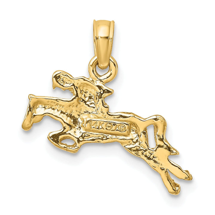 Lovely Rita's Pendants & Charms 14K Yellow Gold Polished Finish Jockey on Jumping Horse Charm Pendant