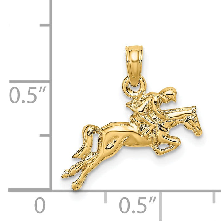 Lovely Rita's Pendants & Charms 14K Yellow Gold Polished Finish Jockey on Jumping Horse Charm Pendant