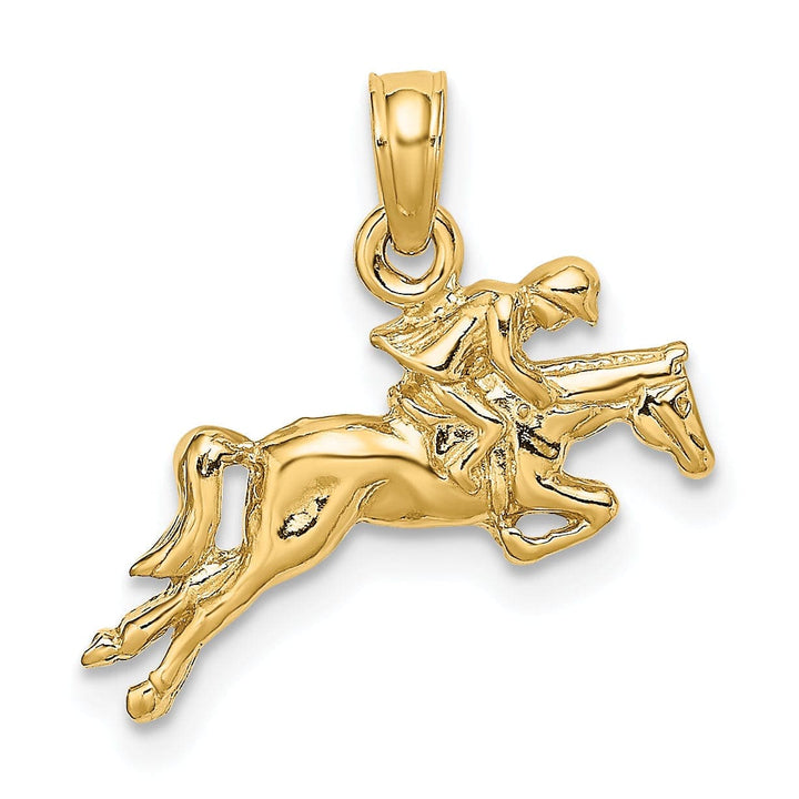 Lovely Rita's Pendants & Charms 14K Yellow Gold Polished Finish Jockey on Jumping Horse Charm Pendant