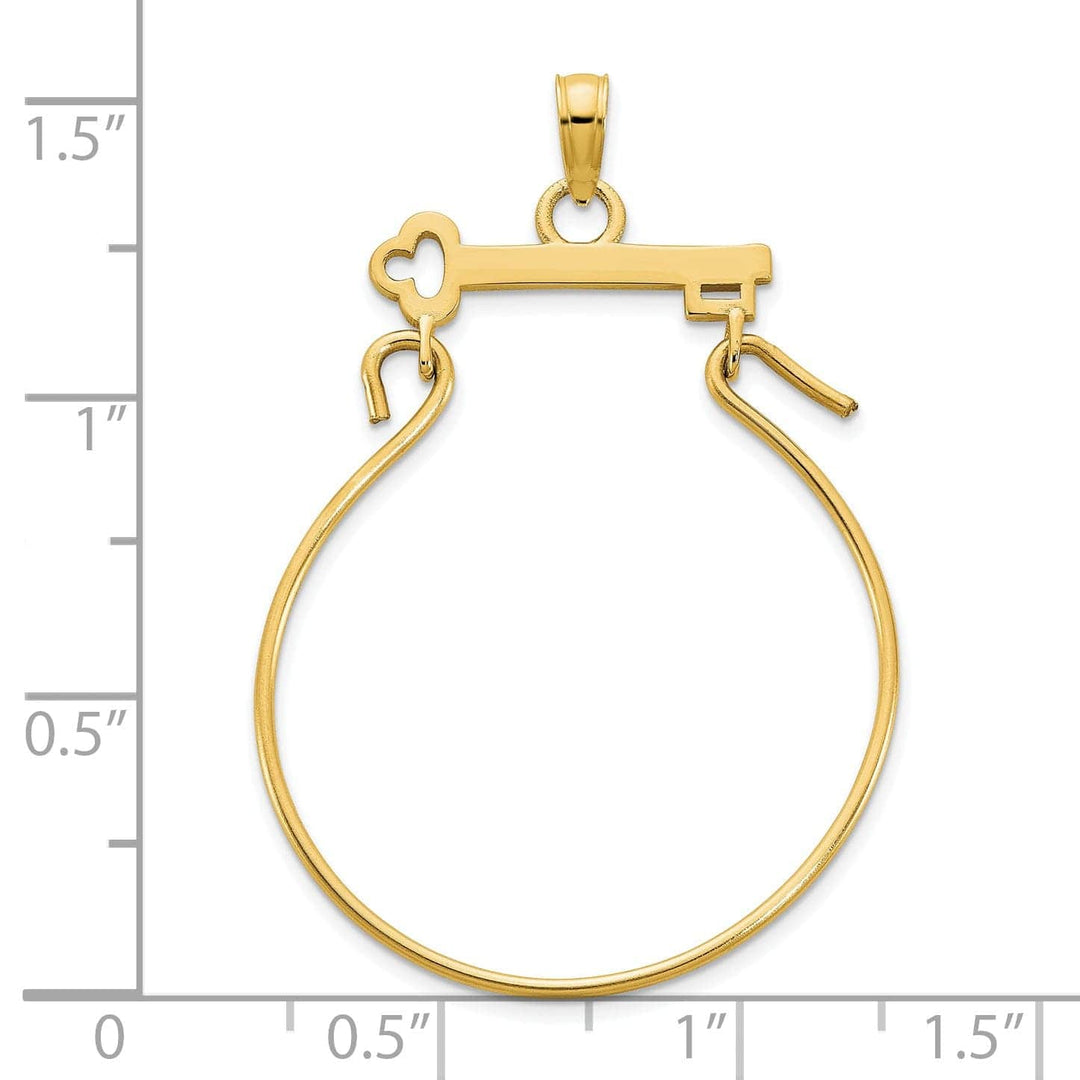Lovely Rita's Pendants & Charms 14k Yellow Gold Polished Finish Key Design Charm Holder Pendant