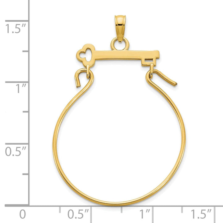 Lovely Rita's Pendants & Charms 14k Yellow Gold Polished Finish Key Design Charm Holder Pendant