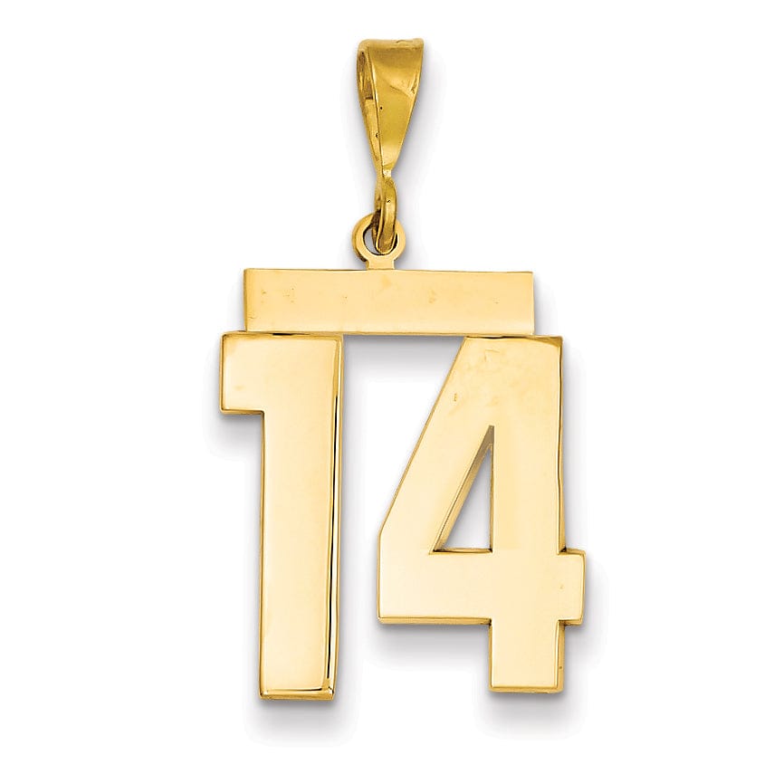 Lovely Rita's Pendants & Charms 14k Yellow Gold Polished Finish Large Size Number 14 Charm Pendant