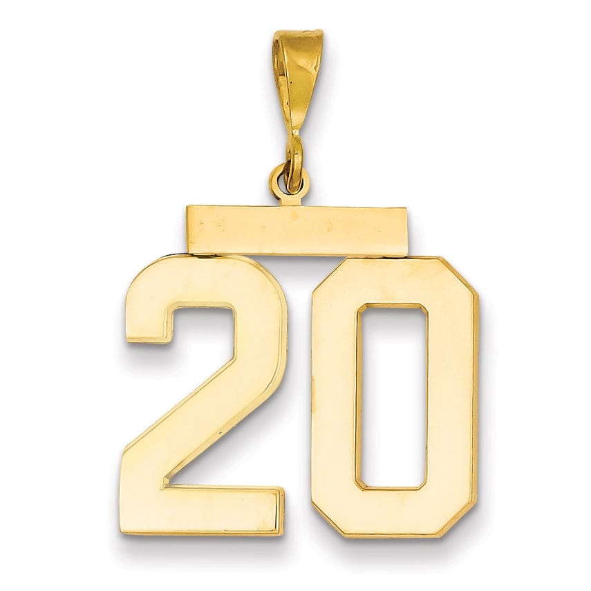 Lovely Rita's Pendants & Charms 14k Yellow Gold Polished Finish Large Size Number 20 Charm Pendant