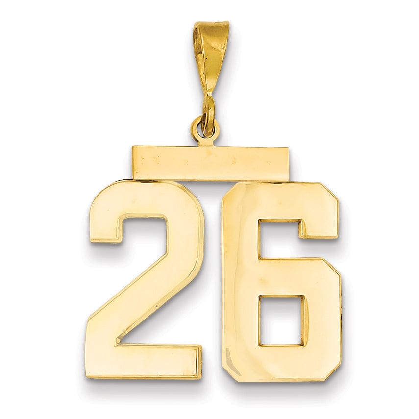 Lovely Rita's Pendants & Charms 14k Yellow Gold Polished Finish Large Size Number 26 Charm Pendant