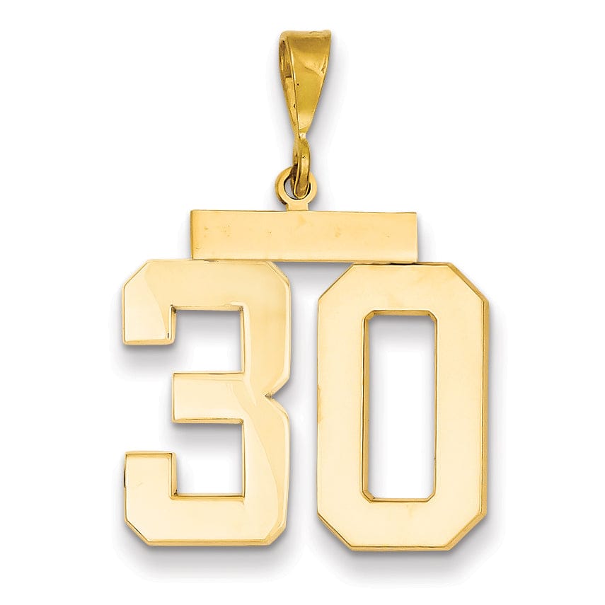 Lovely Rita's Pendants & Charms 14k Yellow Gold Polished Finish Large Size Number 30 Charm Pendant