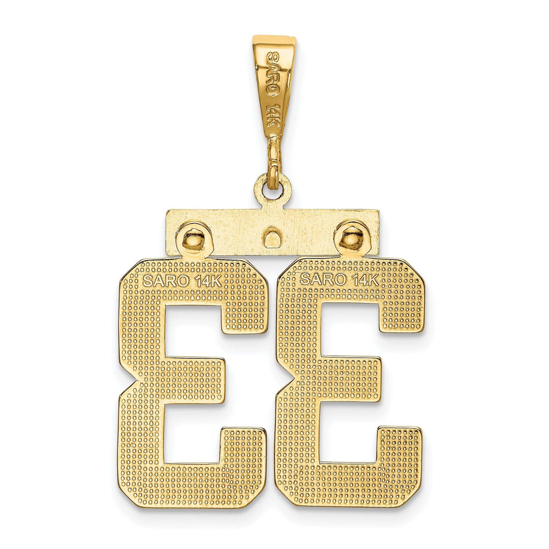 Lovely Rita's Pendants & Charms 14k Yellow Gold Polished Finish Large Size Number 33 Charm Pendant