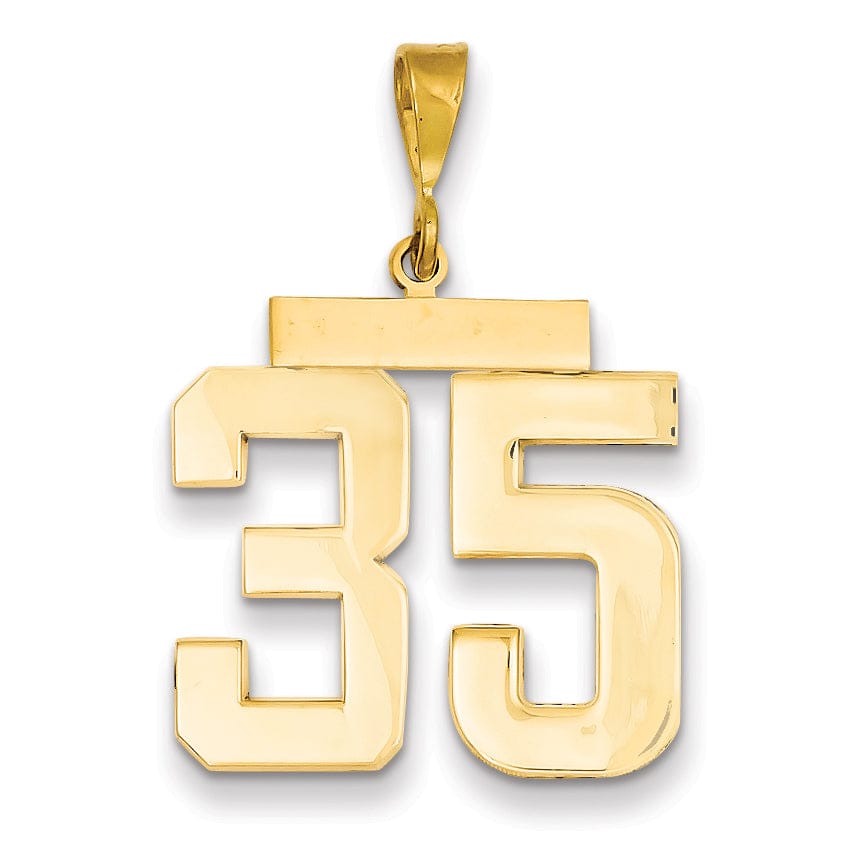 Lovely Rita's Pendants & Charms 14k Yellow Gold Polished Finish Large Size Number 35 Charm Pendant