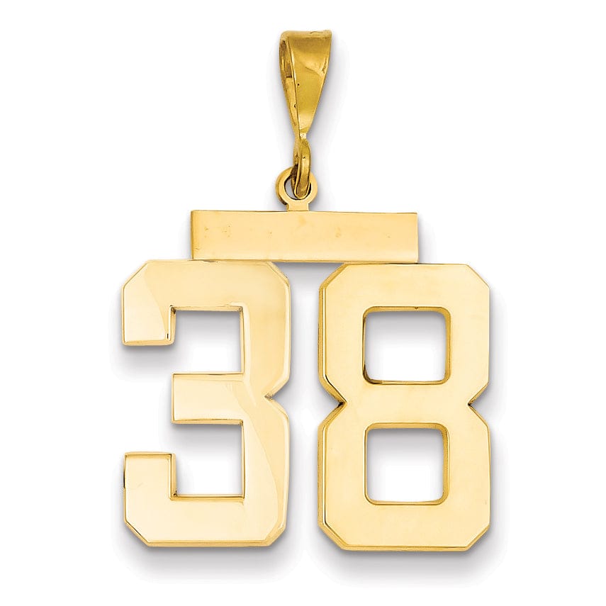 Lovely Rita's Pendants & Charms 14k Yellow Gold Polished Finish Large Size Number 38 Charm Pendant