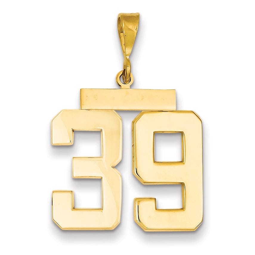 Lovely Rita's Pendants & Charms 14k Yellow Gold Polished Finish Large Size Number 39 Charm Pendant