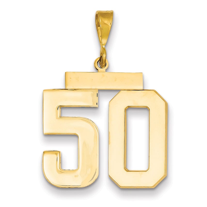 Lovely Rita's Pendants & Charms 14k Yellow Gold Polished Finish Large Size Number 50 Charm Pendant
