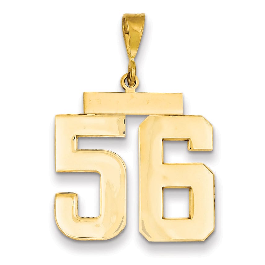Lovely Rita's Pendants & Charms 14k Yellow Gold Polished Finish Large Size Number 56 Charm Pendant
