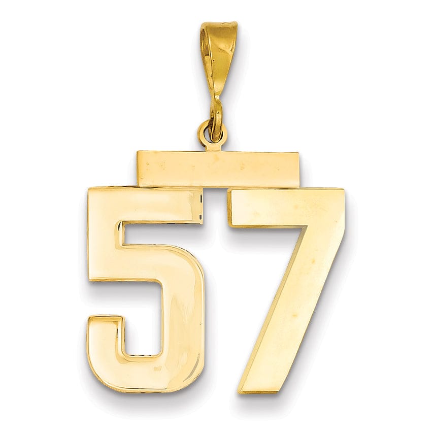 Lovely Rita's Pendants & Charms 14k Yellow Gold Polished Finish Large Size Number 57 Charm Pendant