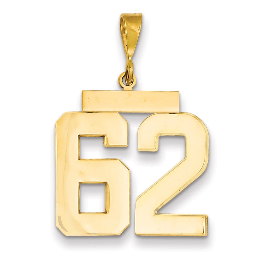 Lovely Rita's Pendants & Charms 14k Yellow Gold Polished Finish Large Size Number 62 Charm Pendant