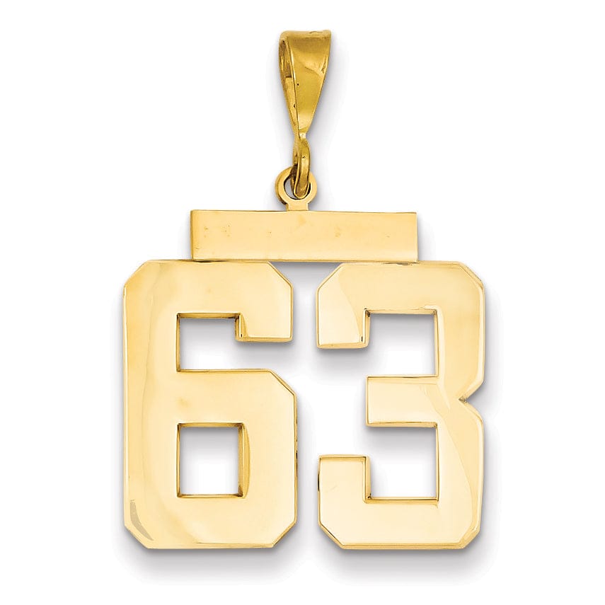 Lovely Rita's Pendants & Charms 14k Yellow Gold Polished Finish Large Size Number 63 Charm Pendant