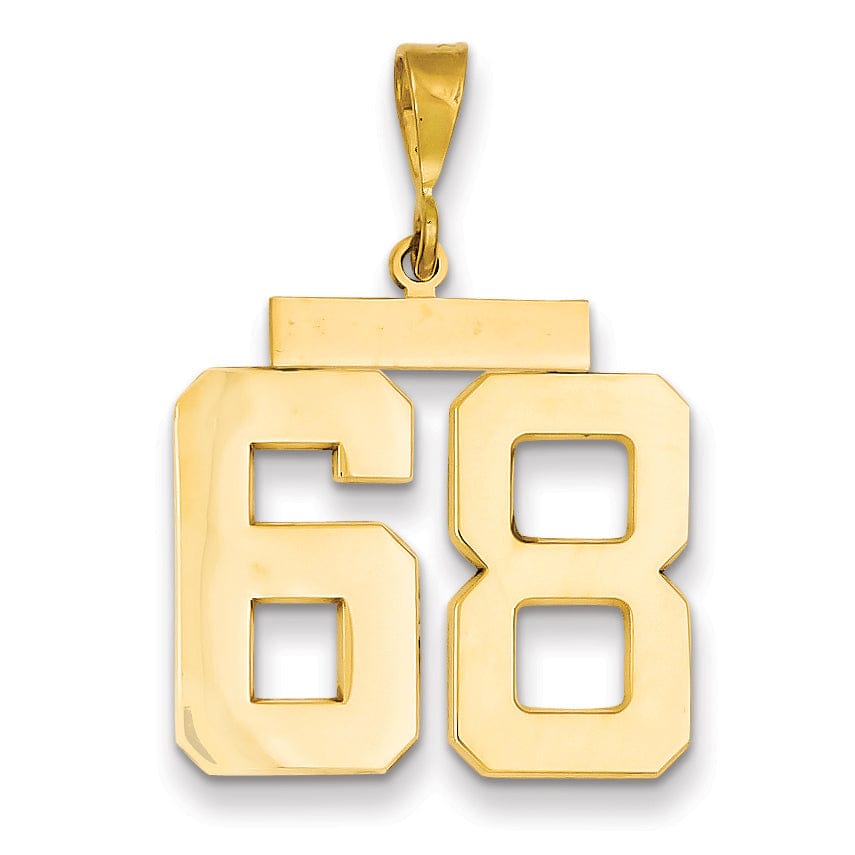 Lovely Rita's Pendants & Charms 14k Yellow Gold Polished Finish Large Size Number 68 Charm Pendant