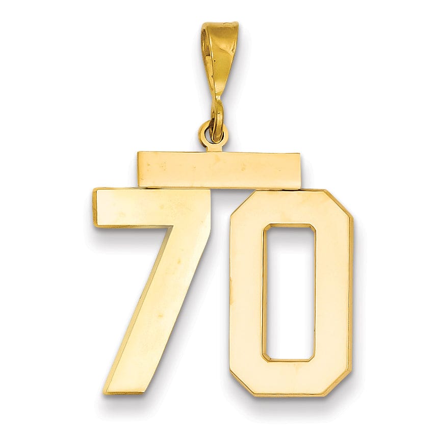 Lovely Rita's Pendants & Charms 14k Yellow Gold Polished Finish Large Size Number 70 Charm Pendant