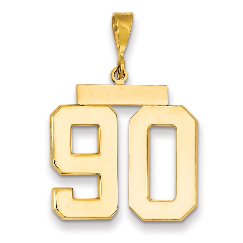 Lovely Rita's Pendants & Charms 14k Yellow Gold Polished Finish Large Size Number 90 Charm Pendant