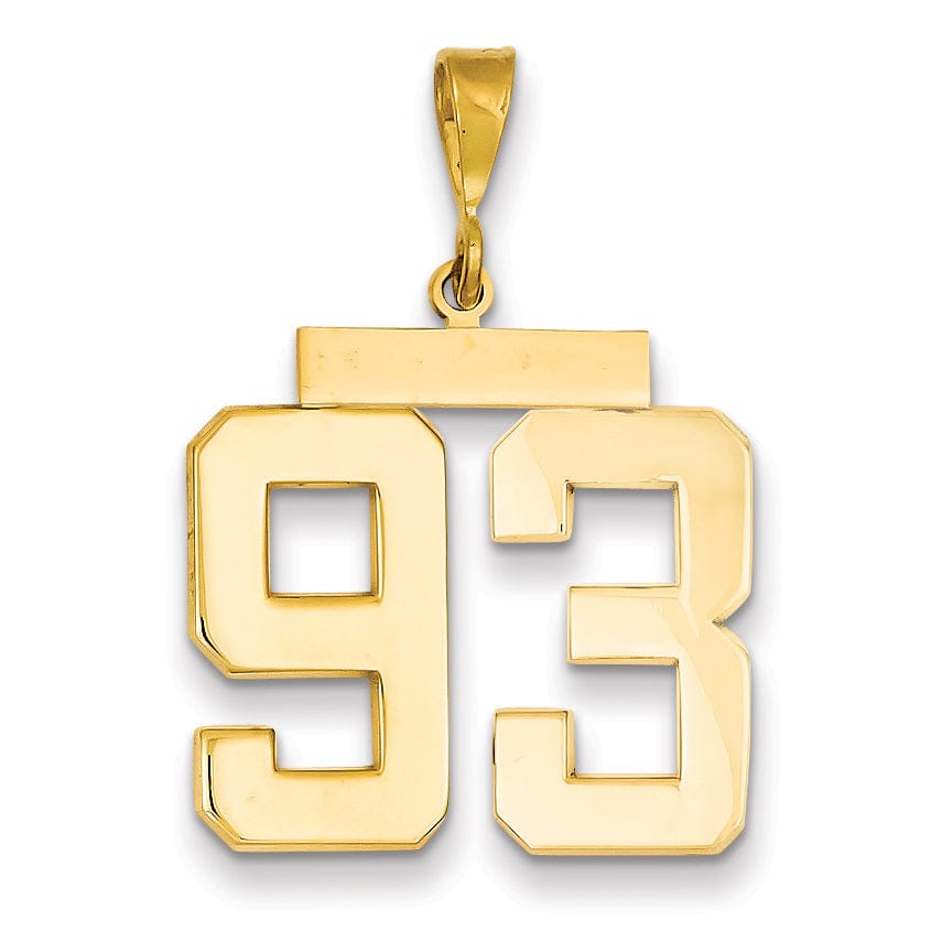 Lovely Rita's Pendants & Charms 14k Yellow Gold Polished Finish Large Size Number 93 Charm Pendant